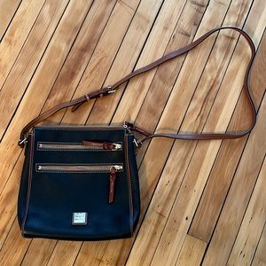 Black leather and brown Dooley & Bourke Cross Body Bag
